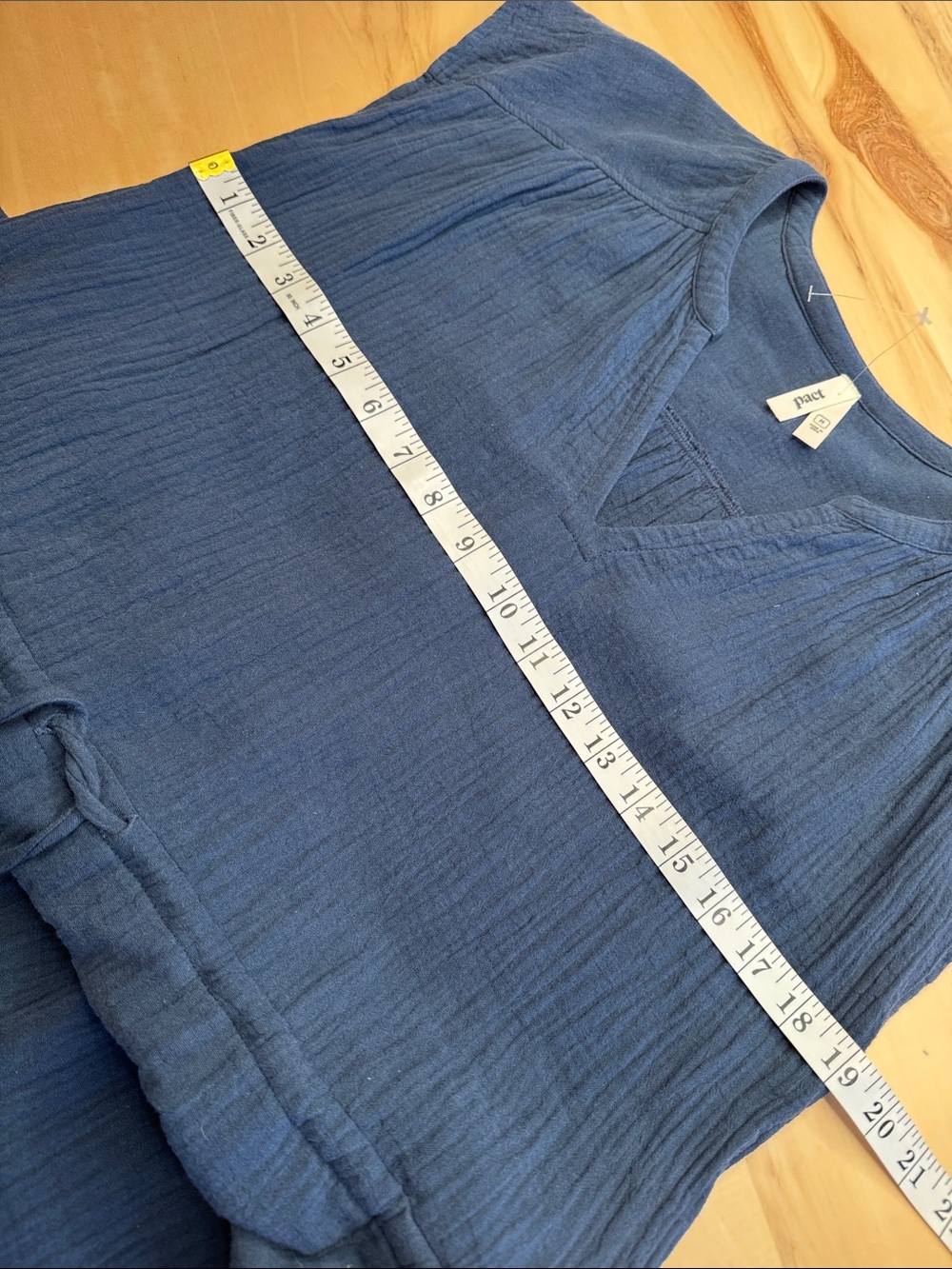 Pact Organic Cotton Navy Blue Scoop Gauze Neck Midi Dress with Waist Tie M - Picture 5 of 8